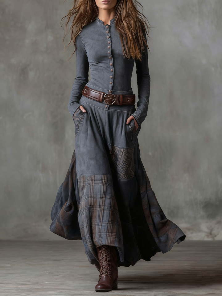 Elisa Maxi Suede Dress with Belt