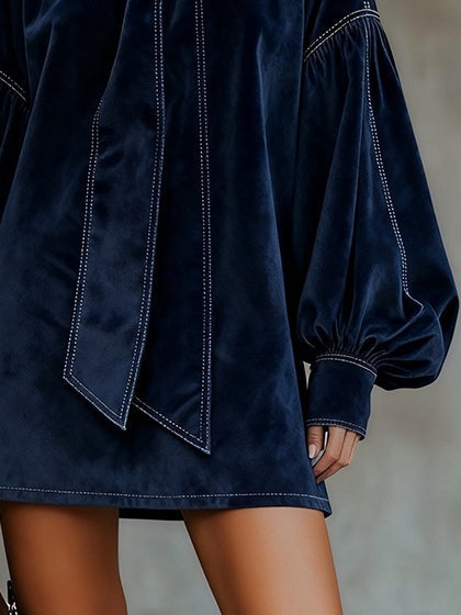 Trinidad Velvet Mini Dress with Bow