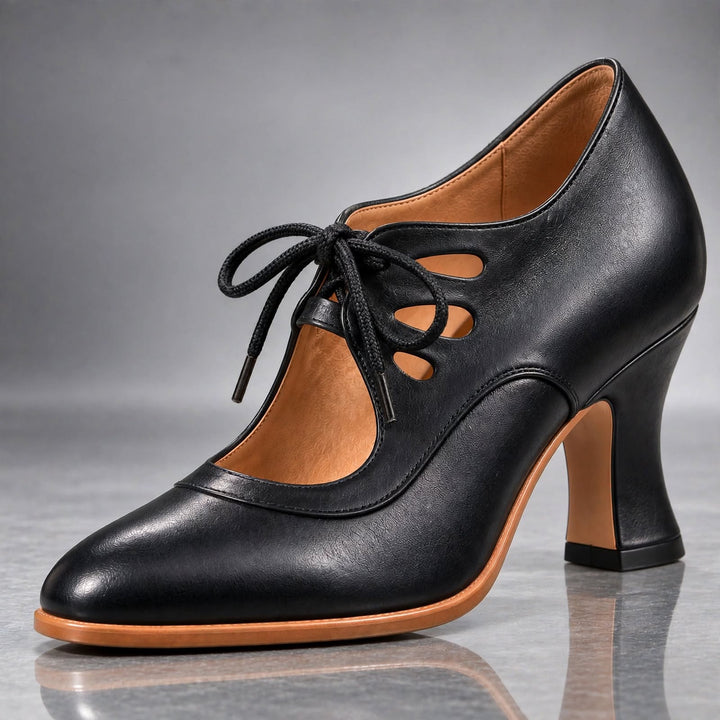 Evelina Vintage Lace-Up Heels
