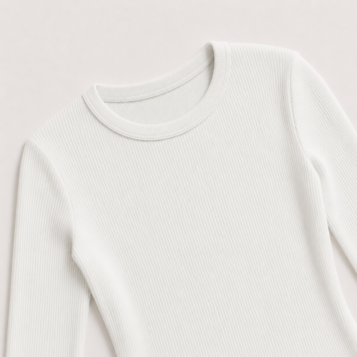 Ribbed Crew Neck Long Sleeve Top