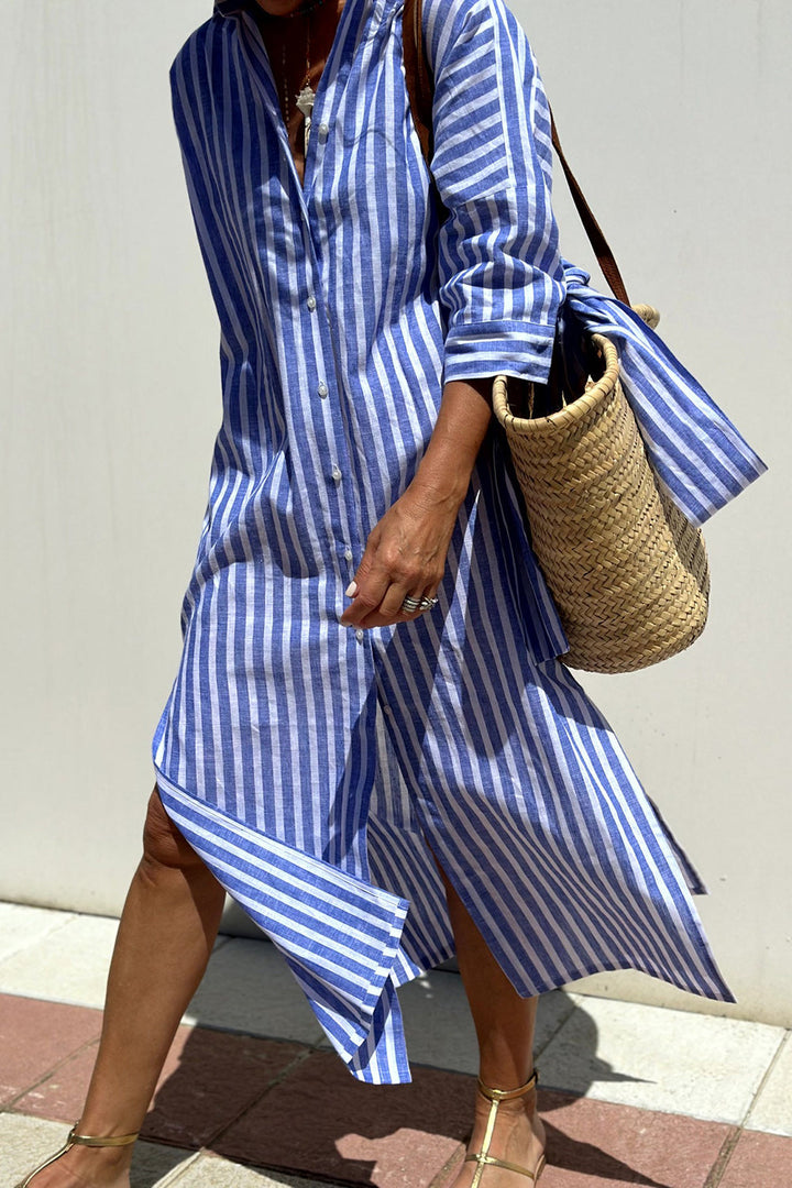 Sophia | Timeless Striped Shirt Dress with Elegant Comfort