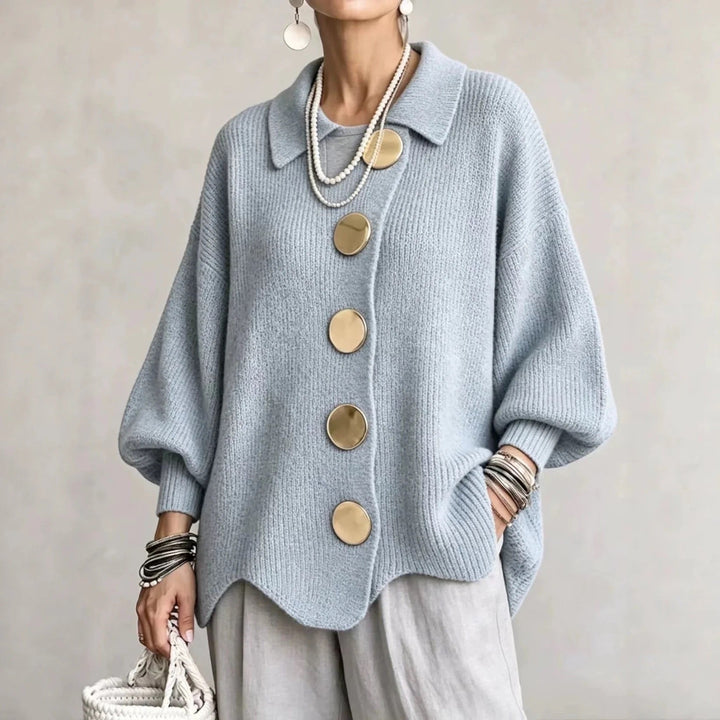 Karina Oversized Collared Button Cardigan