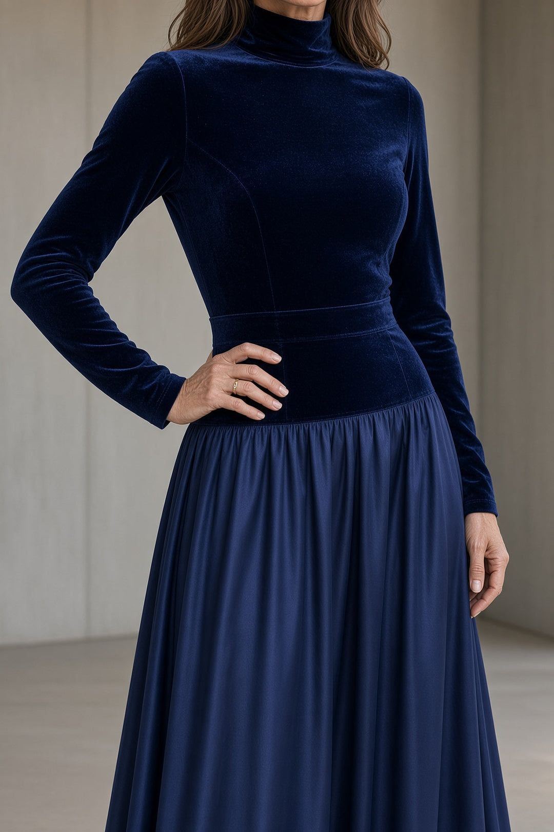 Vivien High-Neck Velvet Dress