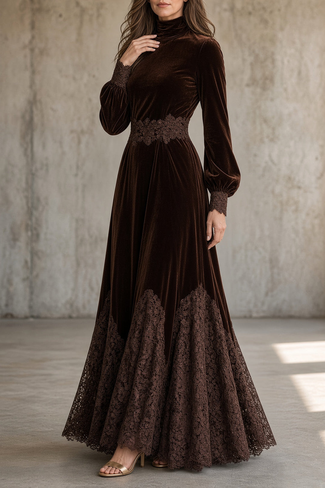 Monica Velvet Lace Maxi Dress