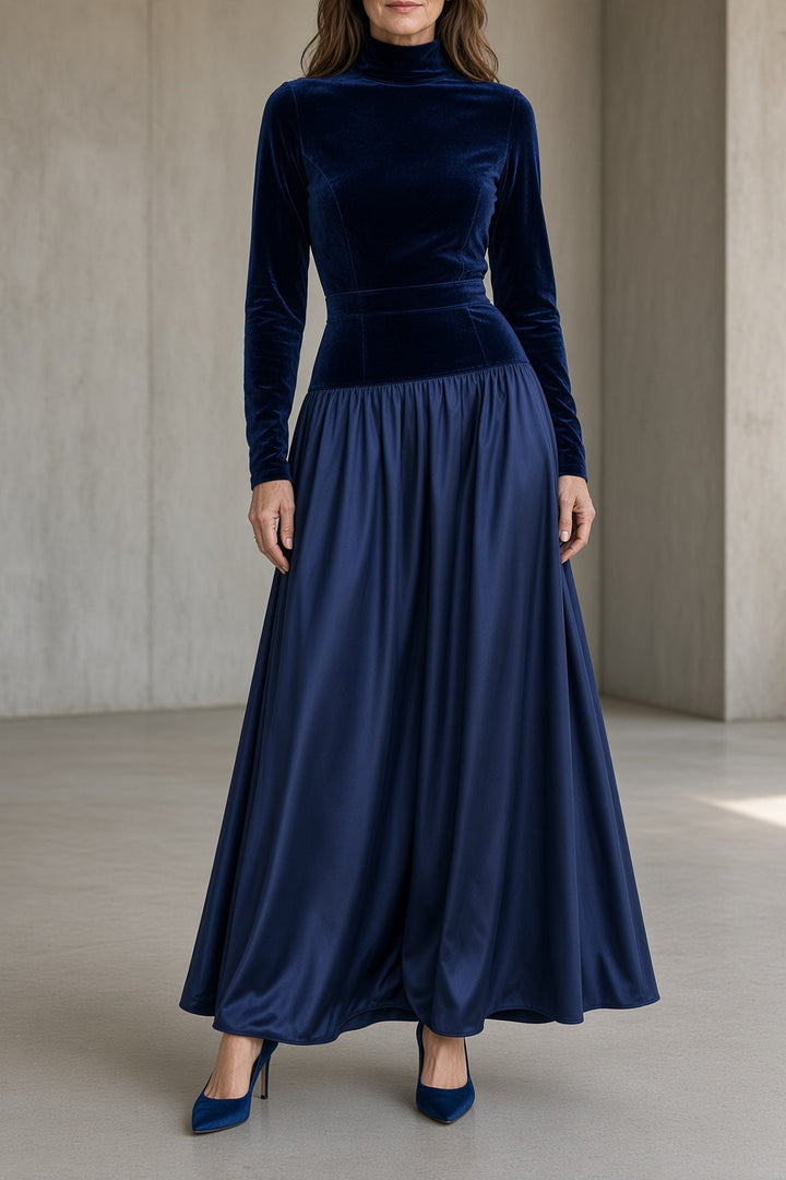 Vivien High-Neck Velvet Dress