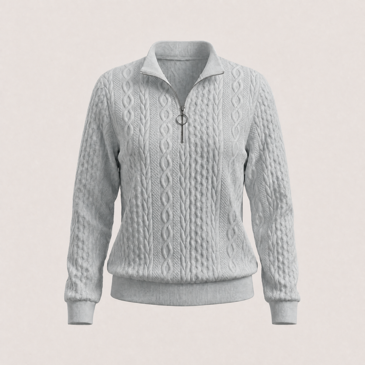 Isabelle | Cable Knit Zip Neck Sweater