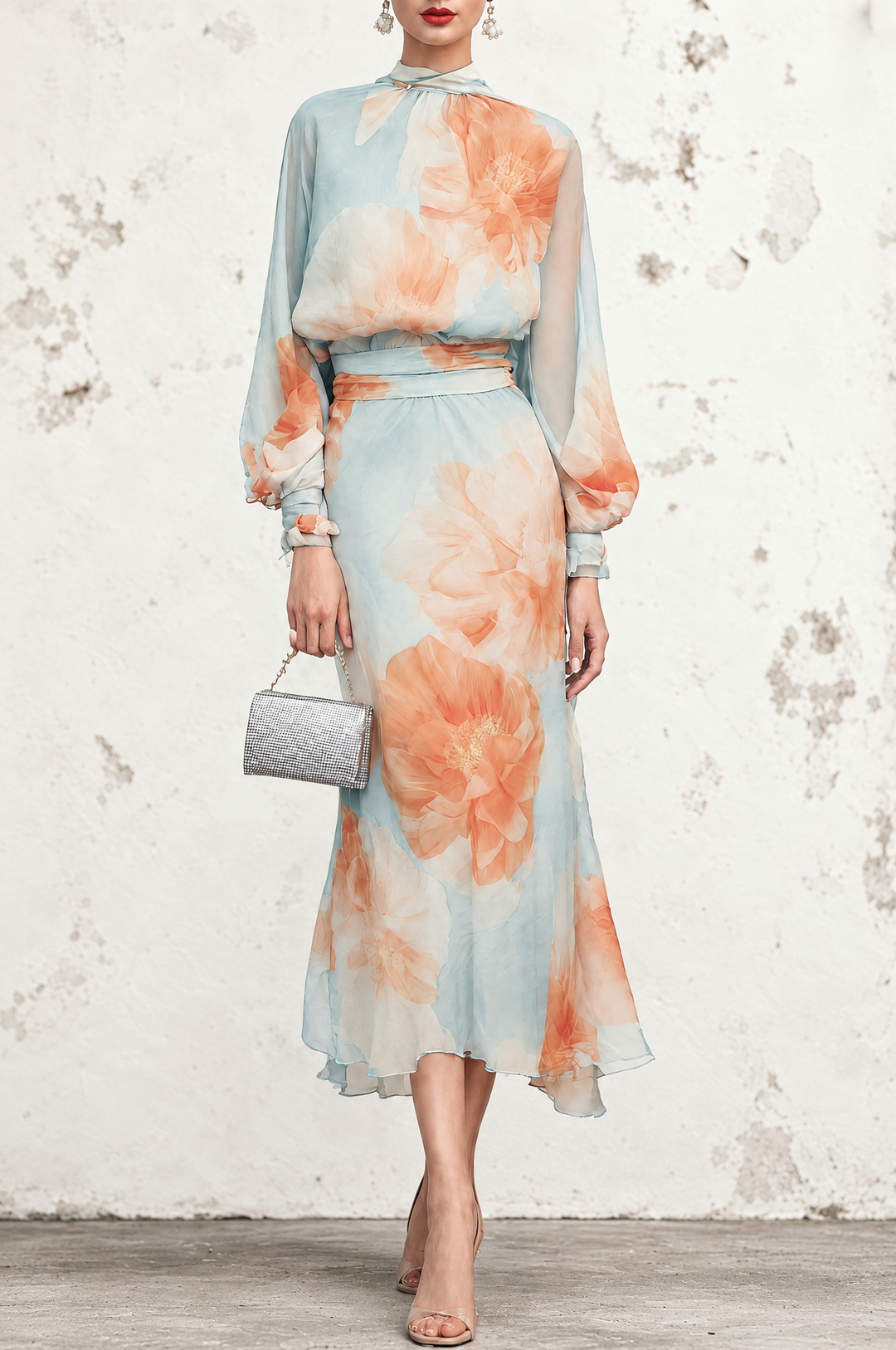 Ottavia | Turtleneck Top &amp; Floral Skirt Set