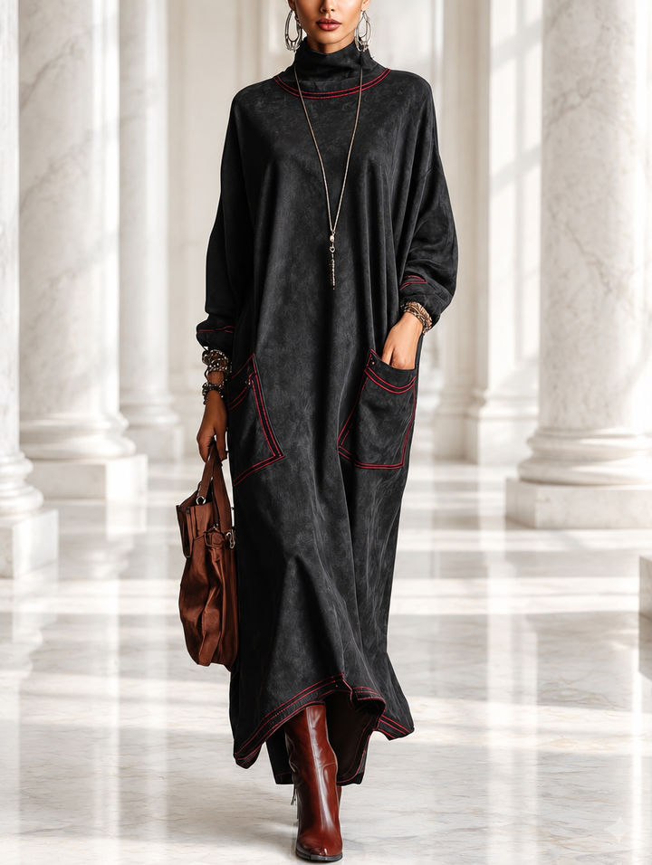 Manuela | Contrast-Stitch Maxi Dress