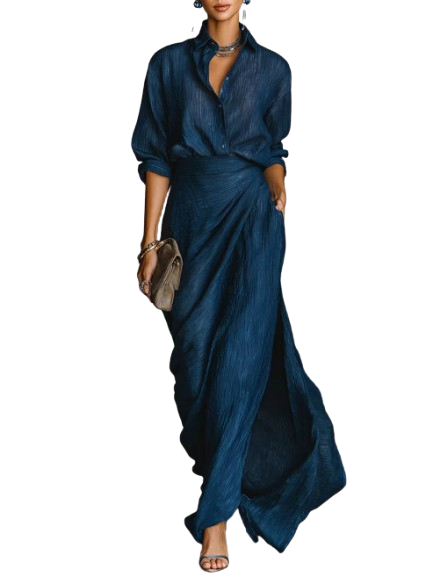 Cielo Elegant Shirt and Maxi Skirt Set