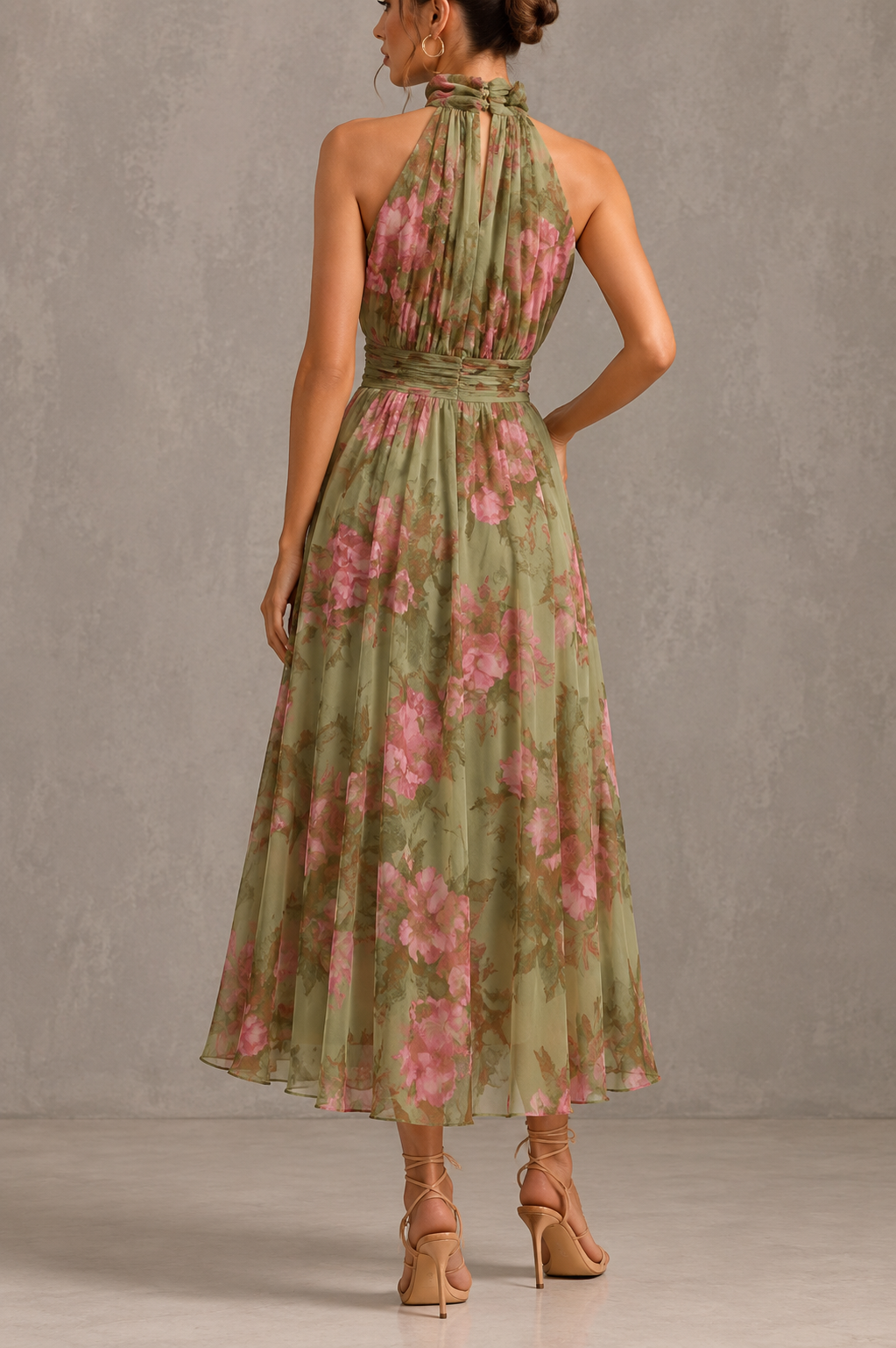 Alyssa | Floral Halter Neck Maxi Dress