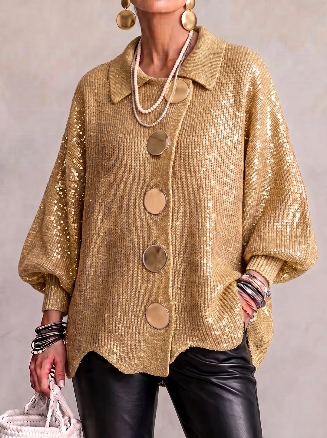 Karina Oversized Collared Button Cardigan