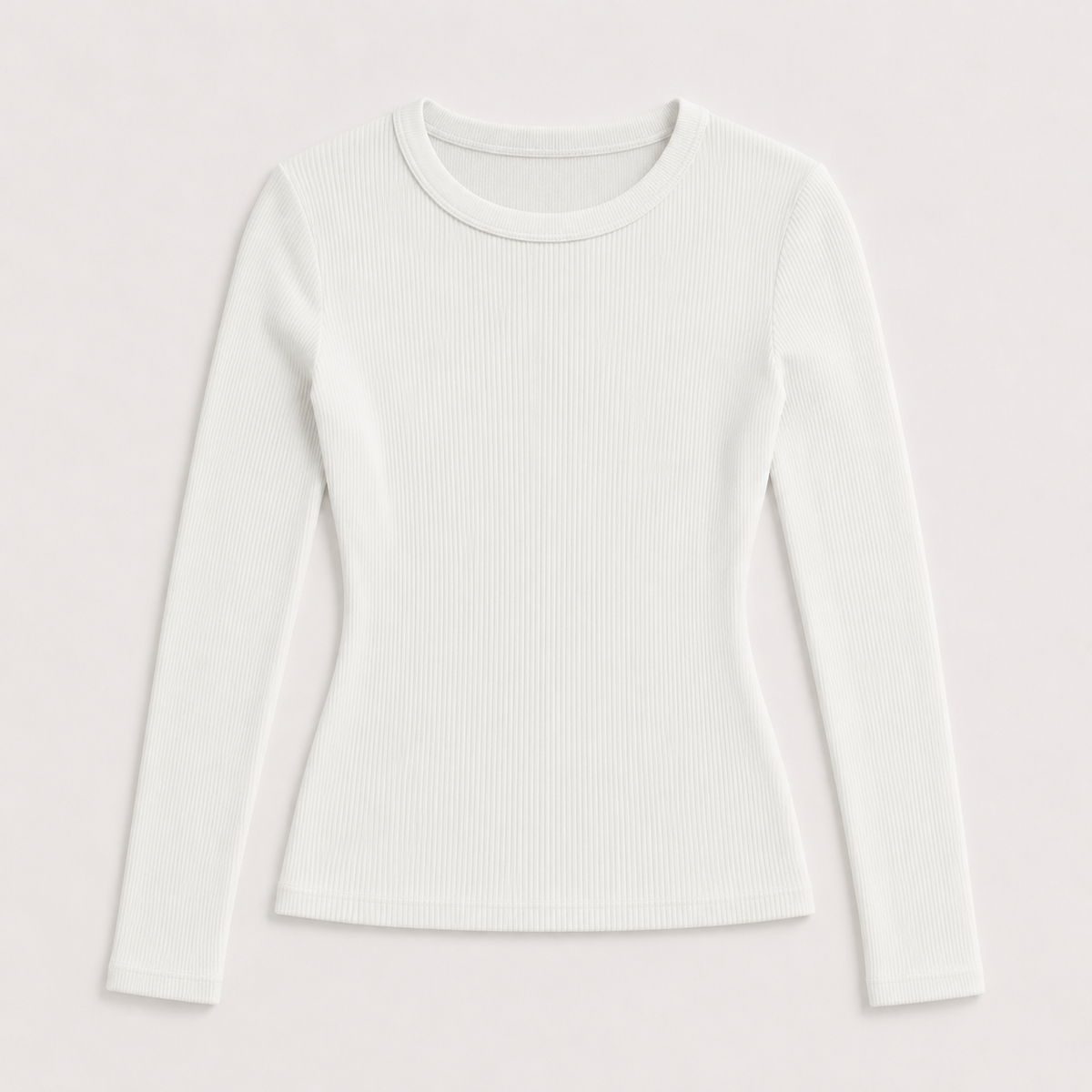Ribbed Crew Neck Long Sleeve Top