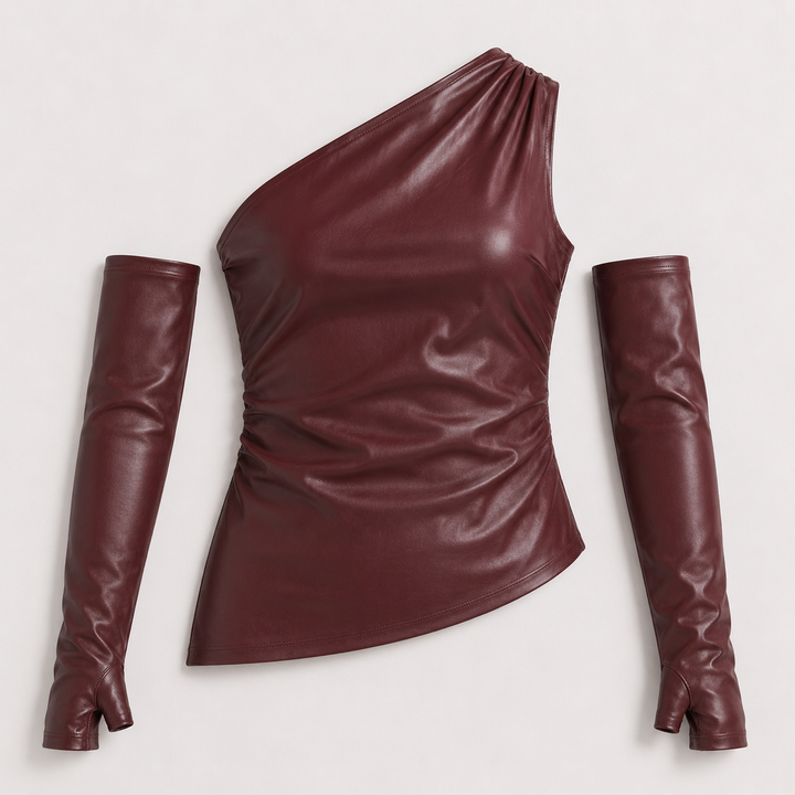 Asymmetric One-Shoulder Ruched Top